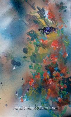 Water Garden 1.jpg - Acrylic on vinyl. Size: 22 cm x 42 cm  Original sold. 