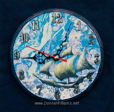 Argo.jpg - Acrylic on wood with clock mechanism. Size: 16 cm diameter.  Original Sold. 