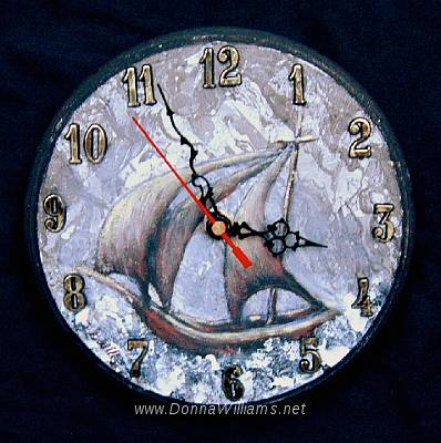 Athena.jpg - Acrylic on wood with clock mechanism. Size: 16 cm diameter.  Original Sold. 