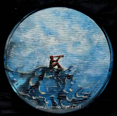 Observation.jpg - Acrylic on wood. Size: 20 cm diameter.  Original Sold. 