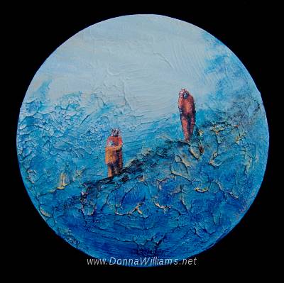 One of Us.jpg - Acrylic on wood. Size: 20 cm diameter.  Original sold. 