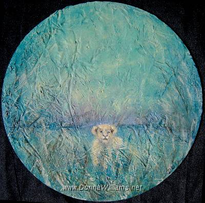 Vigilance.jpg - Acrylic on wood. Size: 20 cm diameter.  Original sold 