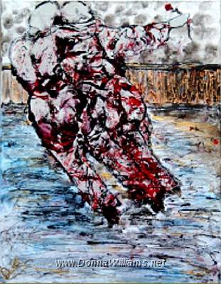 On Ice.jpg -  ORIGINAL SOLD  Mixed media on canvas. Size: 35cm  x 45 cm.