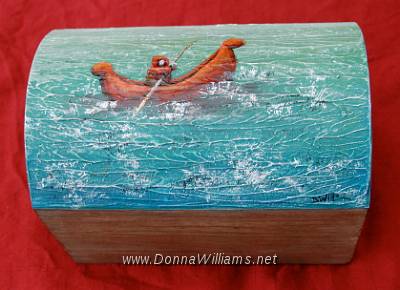 Arctic Sea.jpg - Acrylic on wooden small treasure chest. Size: 23 cm  x 15 cm (17 cm high)  Original Sold 
