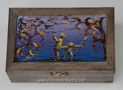 Painting The Town.jpg - Acrylic on wooden trinket box. Size: 16 cm  x 10 cm (7 cm high)  Original sold 