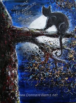 Possum On The Moon.jpg -  ORIGINAL SOLD  Mixed media, on canvas Size: 45 cm  x 60 cm. 